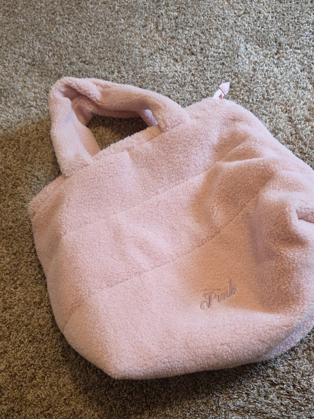 PINK Victoria's Secret Light Pink Sherpa Tote